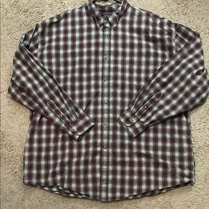 Men's Plaid Shirt - Red and White